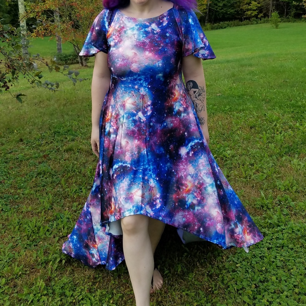 Galaxy Nebula Rainbow High Low Maxi Dress - Picture 3 of 7